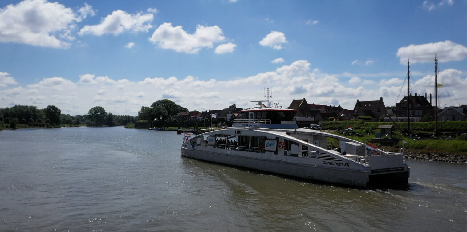 An electric Riveer ferry operating in Gorinchem, where Smart-Ship tested its haptic feedback technology.