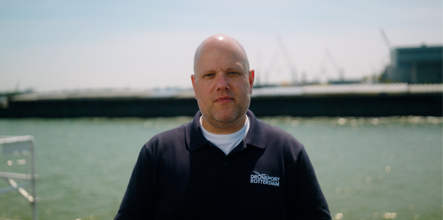 Arthur Dallau, founder and CEO of DronePort Rotterdam, at the Port of Rotterdam.